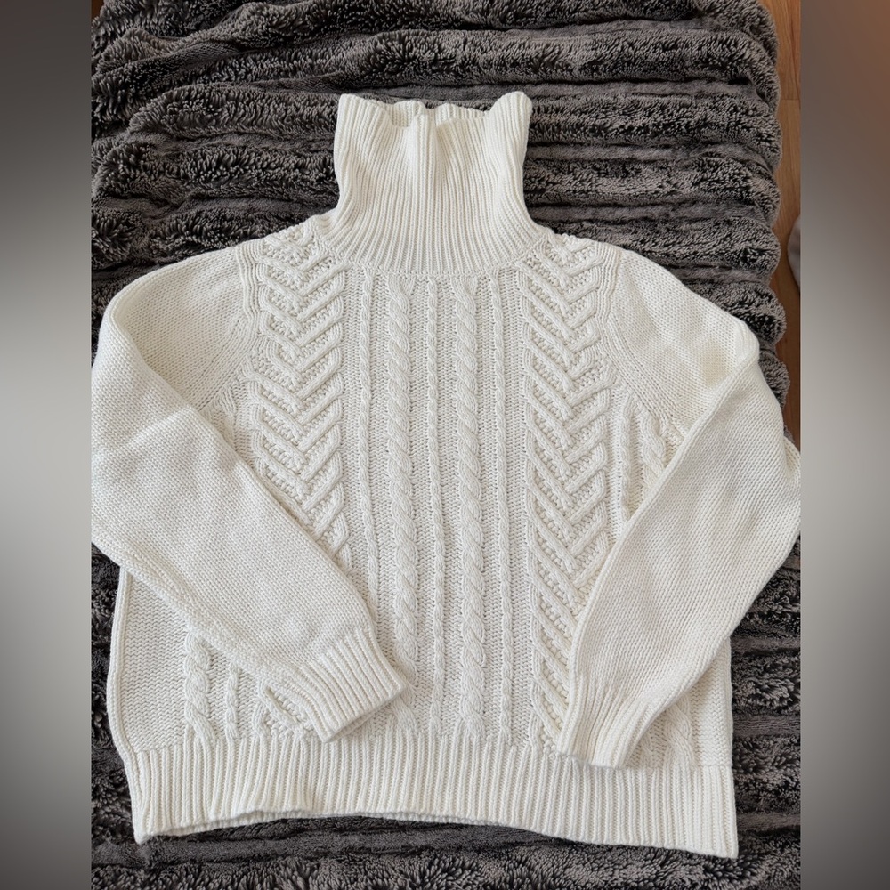 Lands' End Cream Cowl Neck Sweater